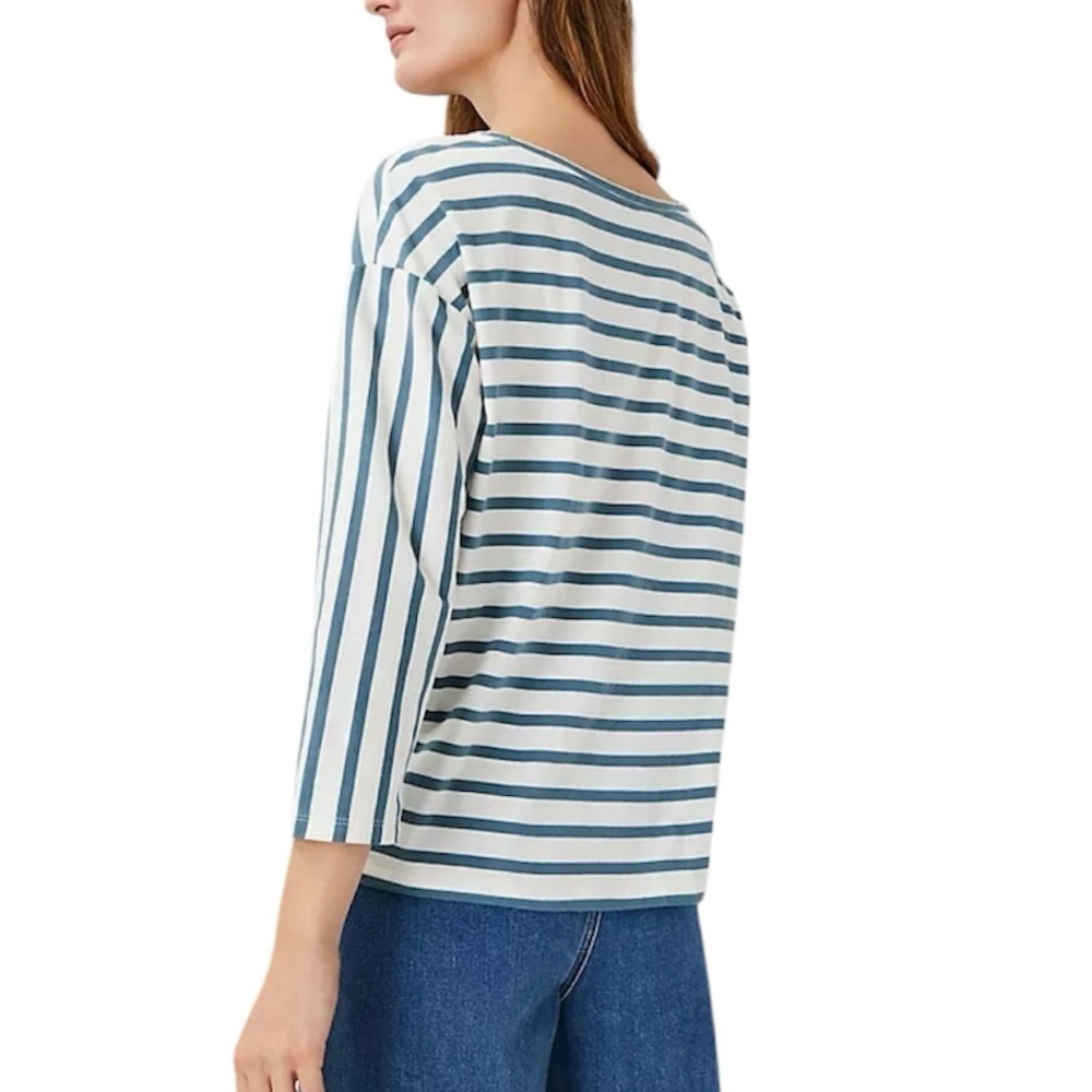 Ann Taylor Boat Neck Striped Pima Cotton Tee - Picture 9 of 9